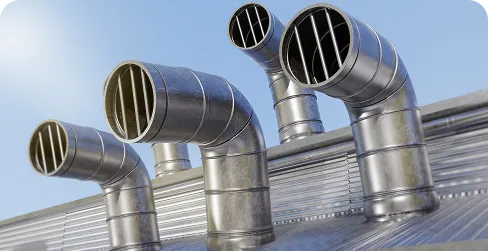 Close-up view of HVAC air duct system